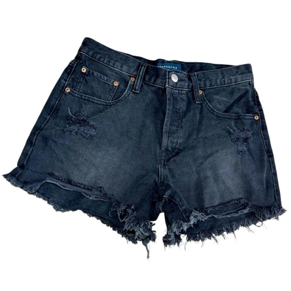 Aeropostale Black Distressed Denim Jean Shorts